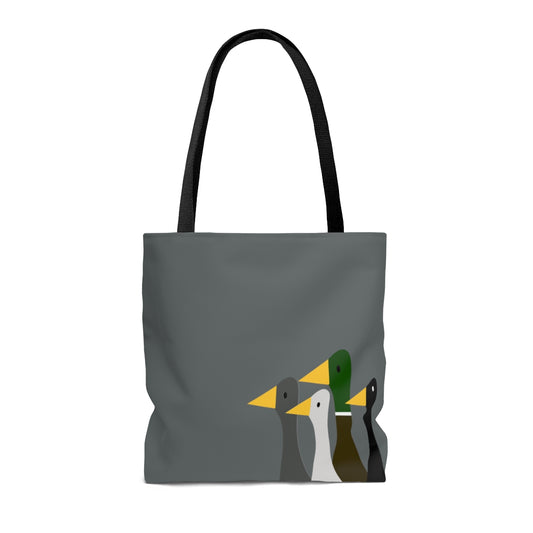 Nifty Ducks Co. Logo2 - white on gray - Tote Bag