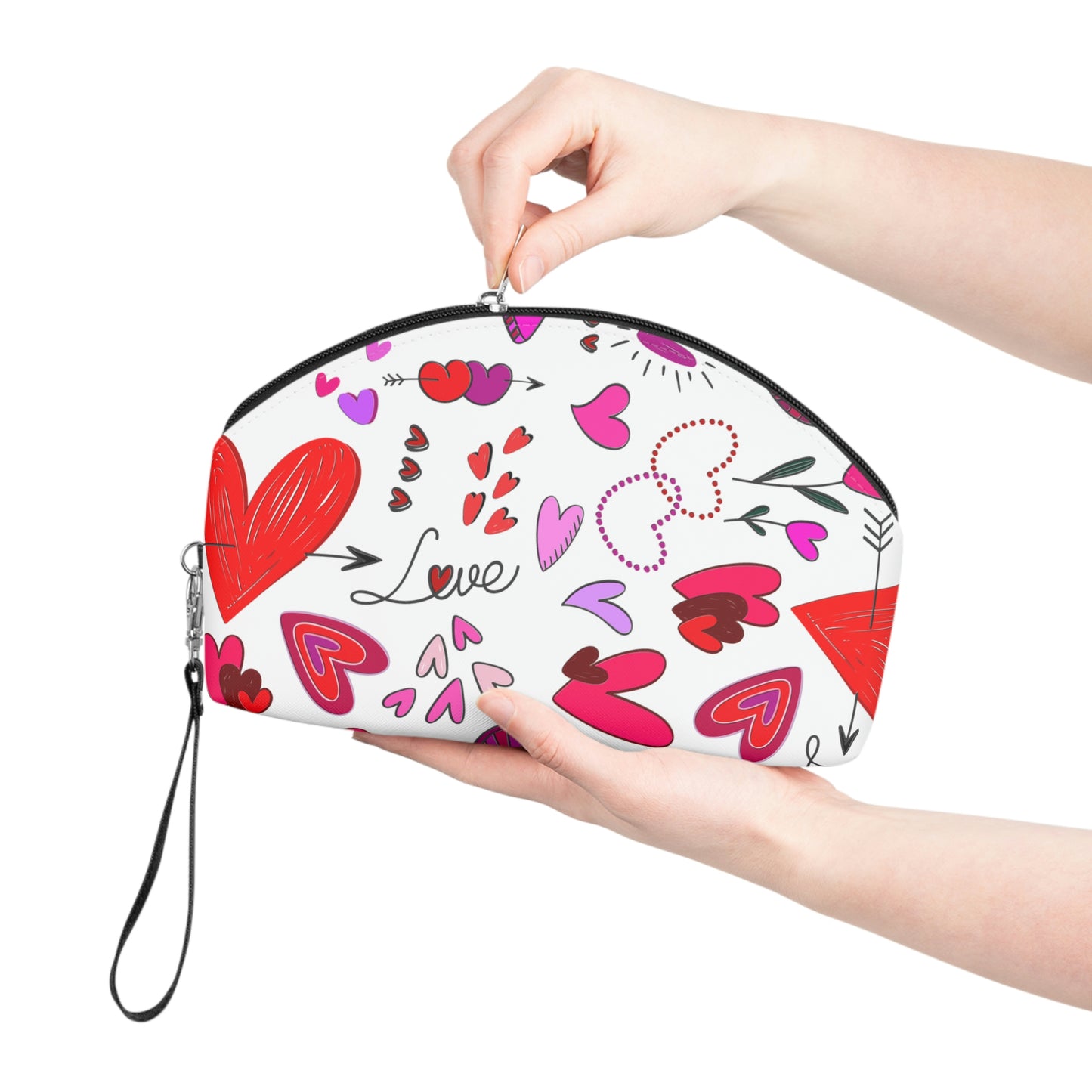 Heart Doodles - White ffffff - Makeup Bag