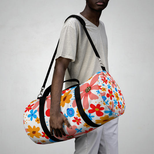 Playful Floral Print - white - Duffel Bag