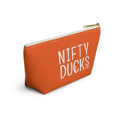 Nifty Ducks Co. Logo2 - ducks - orange - Accessory Pouch w T-bottom