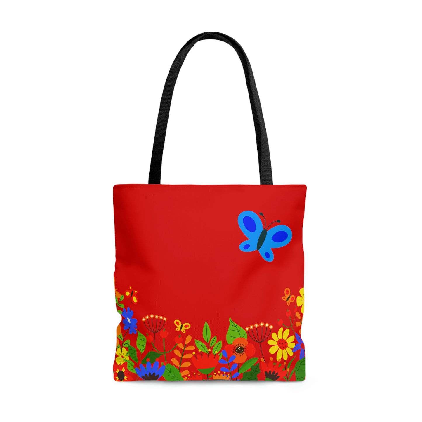 Duck in Bright Summer flowers - Scarlet de0000 - Tote Bag