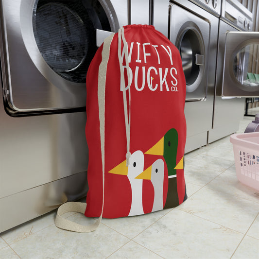 Nifty Ducks Co. Logo2 - Fire Engine Red ce2029 - Laundry Bag