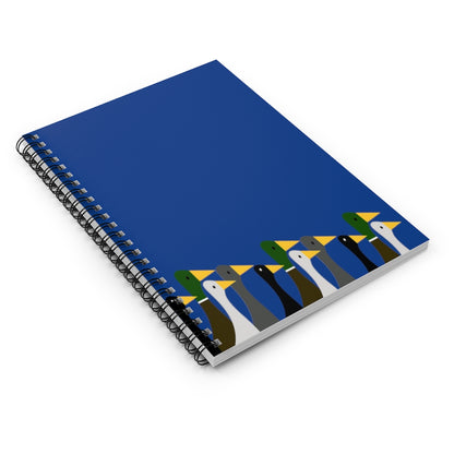 Marching Ducks - dark blue - Spiral Notebook - Ruled Line