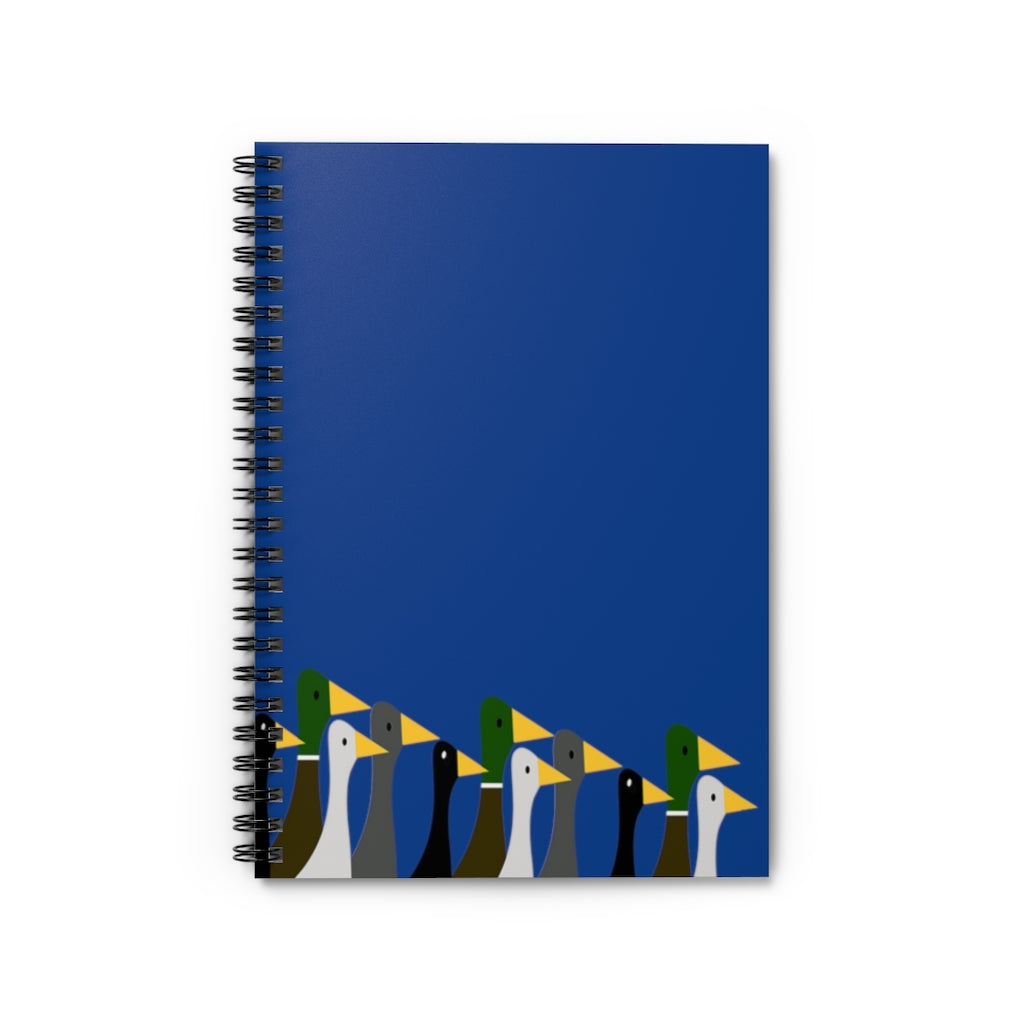 Marching Ducks - dark blue - Spiral Notebook - Ruled Line