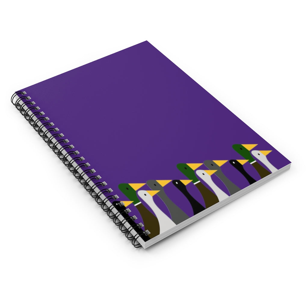 Marching Ducks - purple - Spiral Notebook - Ruled Line