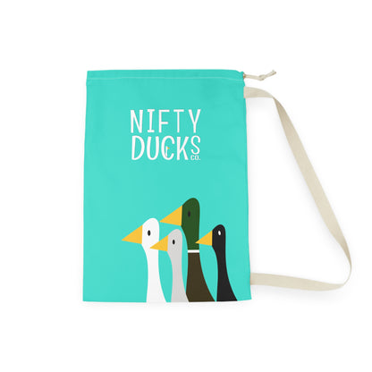 Nifty Ducks Co. Logo2 - Turquoise 40e0d0 - Laundry Bag