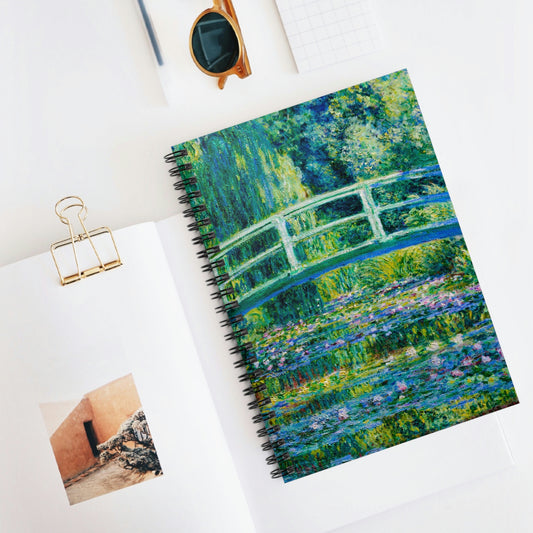 Water lilies and Japanese bridge - Claude Monet - 1899 - Spiral Notebook - Ruled Line