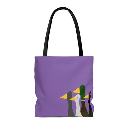 Nifty Ducks Co. Logo2 - white on purple - Tote Bag