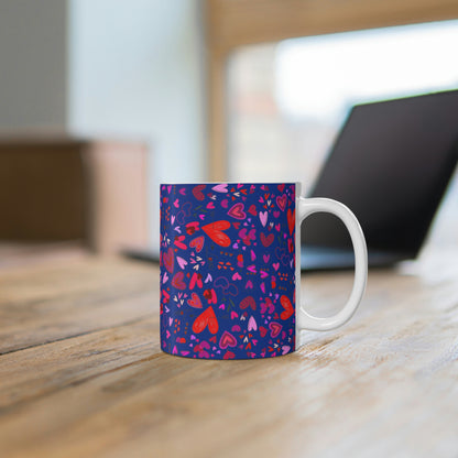 Heart Doodles - Blue 00338D - Mug 11oz