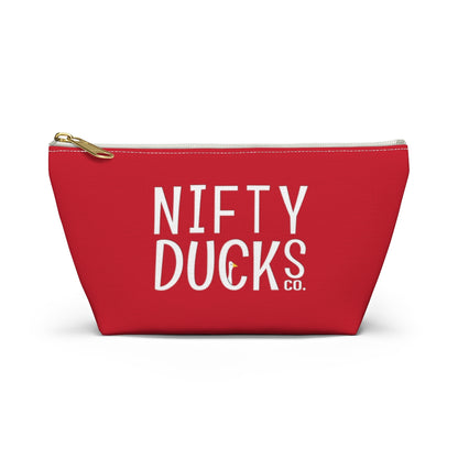 Nifty Ducks Co. Logo2 - red - Accessory Pouch w T-bottom