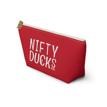 Nifty Ducks Co. Logo2 - red - Accessory Pouch w T-bottom