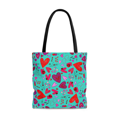 Heart Doodles - Turquoise 40e0d0 - Tote Bag