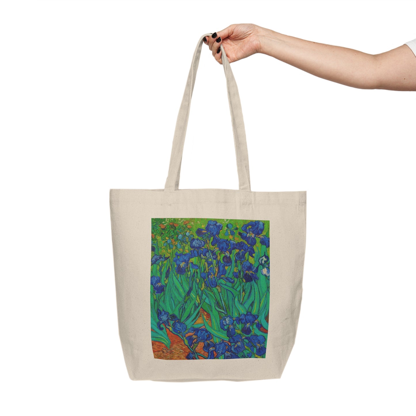 Irises - 1889 - van Gogh - logo - Canvas Shopping Tote