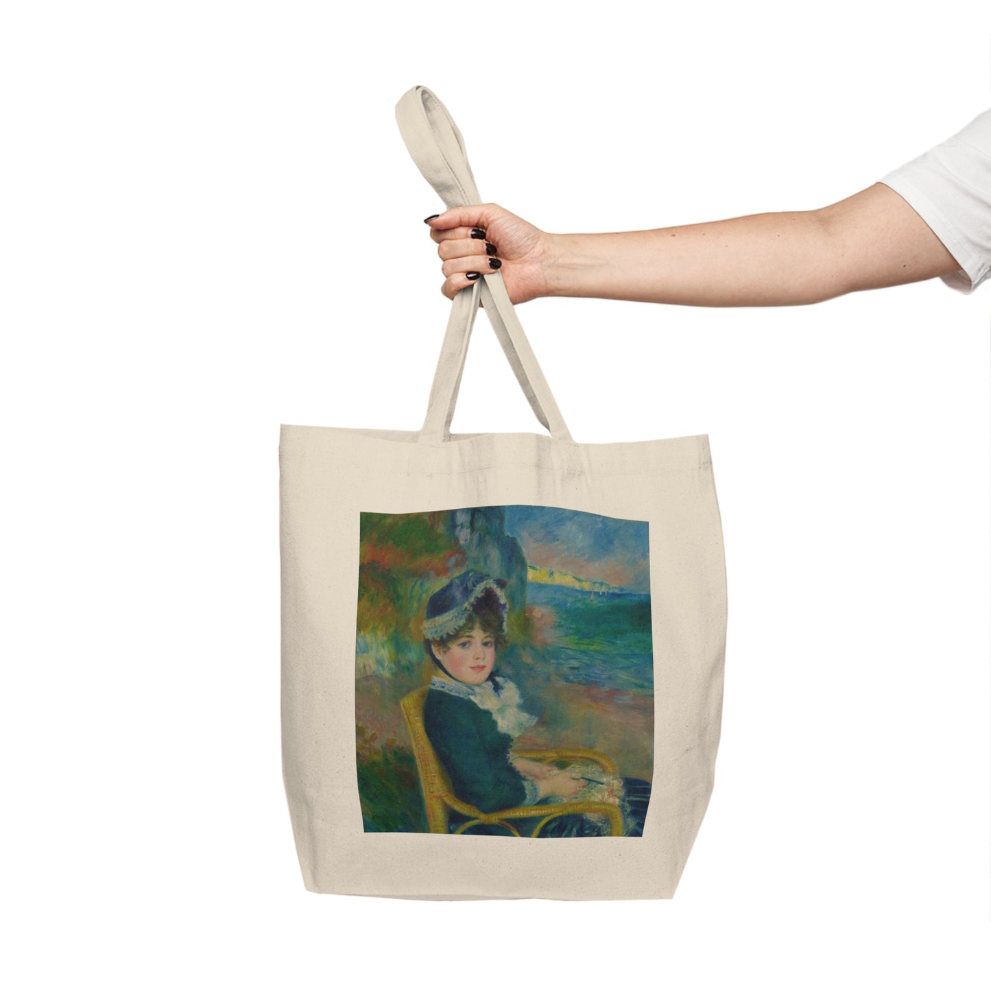 By the Sea - Auguste Renoir - logo - Canvas Shopping Tote