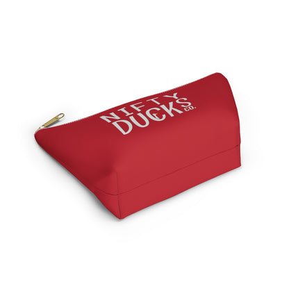 Nifty Ducks Co. Logo2 - red - Accessory Pouch w T-bottom