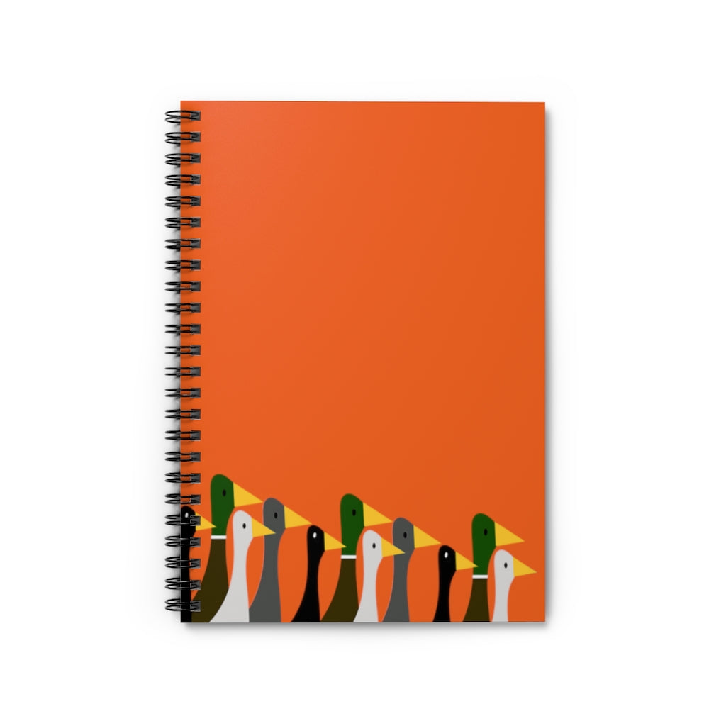 Marching Ducks - Pumpkin f16220 - Spiral Notebook - Ruled Line