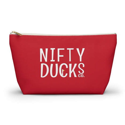 Nifty Ducks Co. Logo2 - red - Accessory Pouch w T-bottom