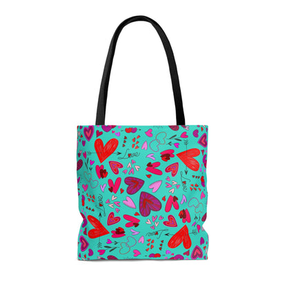 Heart Doodles - Turquoise 40e0d0 - Tote Bag