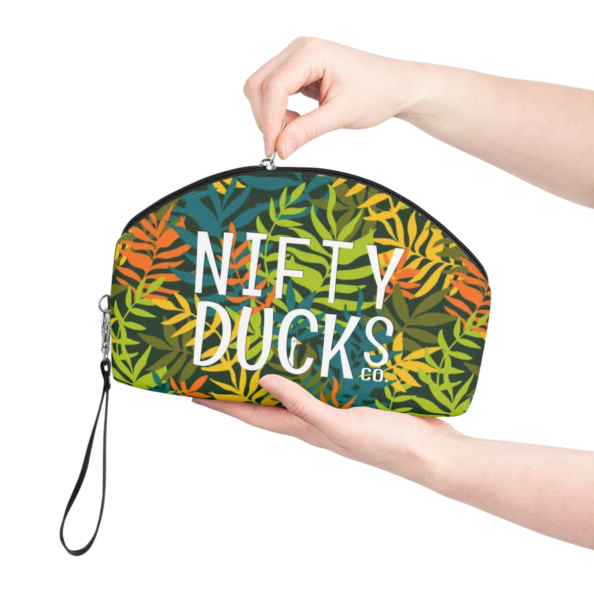 Nifty Ducks Co. Logo2 - lots of leaves - Makeup Bag