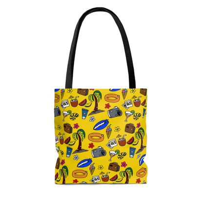 Summer doodles - oversize - yellow ffd800  - Tote Bag