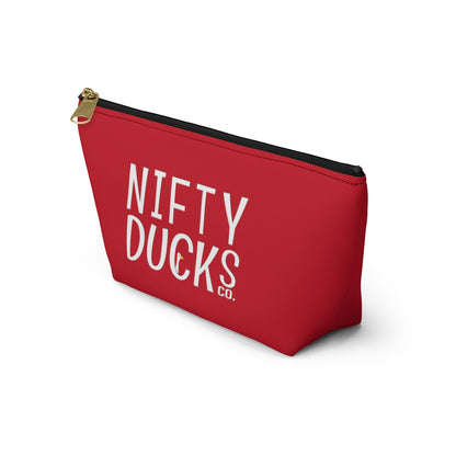 Nifty Ducks Co. Logo2 - red - Accessory Pouch w T-bottom