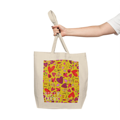 Summer doodles - yellow ffd800 - Canvas Shopping Tote