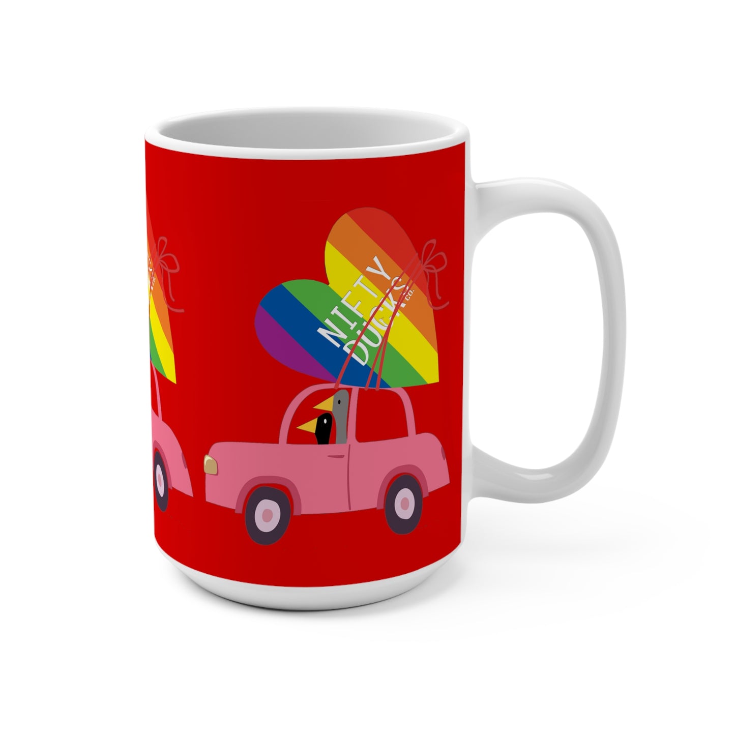 Ducks delivering a lot of love - Pride - Scarlet de0000 - Mug 15oz