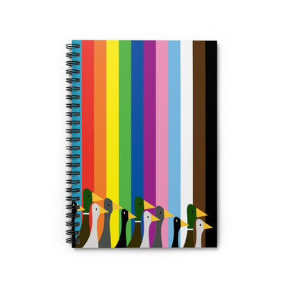 Ducks Marching - Pride Colors - Spiral Notebook - Ruled Line