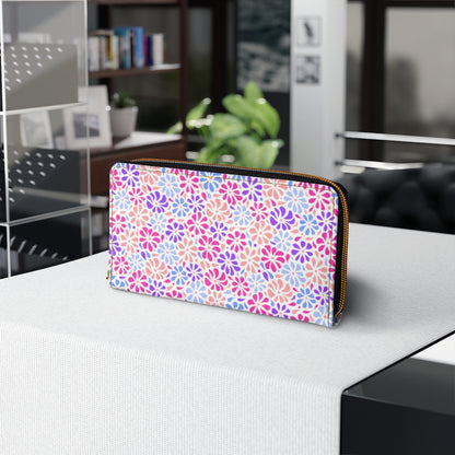 Bright Floral Print White Background - Zipper Wallet