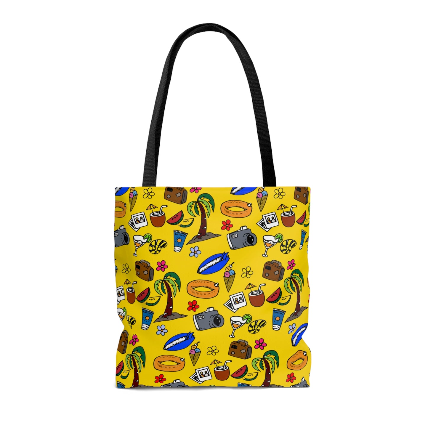 Summer doodles - oversize - yellow ffd800  - Tote Bag