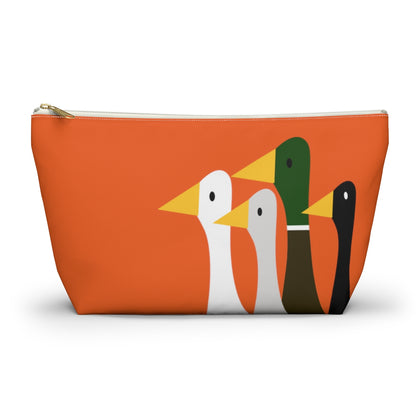 Nifty Ducks Co. Logo2 - ducks - orange - Accessory Pouch w T-bottom