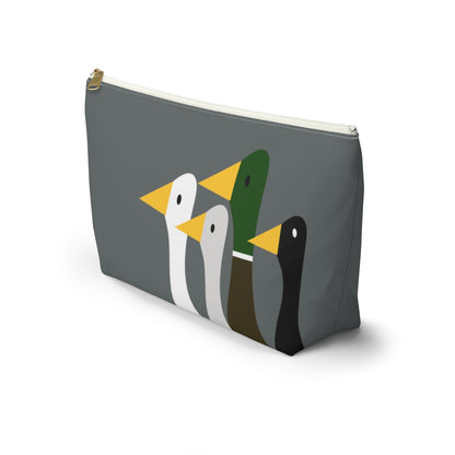 Nifty Ducks Co. Logo2 - ducks - gray - Accessory Pouch w T-bottom