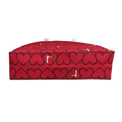 Ducks in hearts - Fire Engine Red c8092e - Weekender Bag