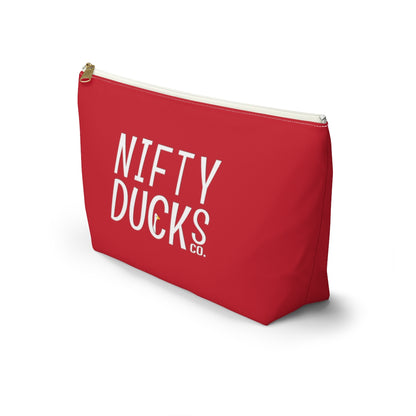 Nifty Ducks Co. Logo2 - red - Accessory Pouch w T-bottom