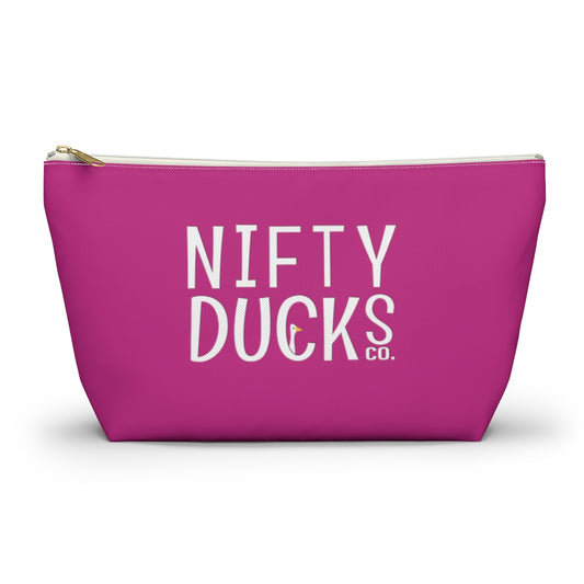 Nifty Ducks Co. Logo2 - Medium Red Violet c42a86 - Accessory Pouch w T-bottom