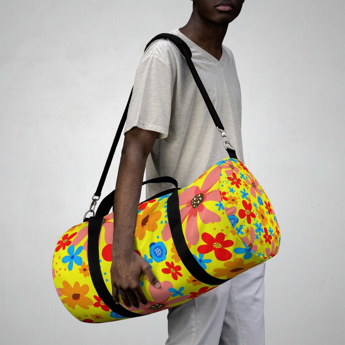 Playful Floral Print - yellow - Duffel Bag