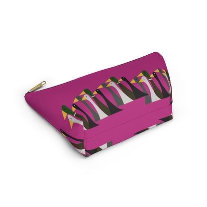Marching ducks - Medium Red Violet c42a86 - Accessory Pouch w T-bottom