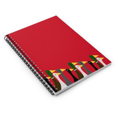 Marching Ducks - red - Spiral Notebook - Ruled Line