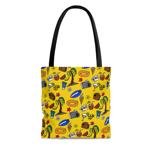 Summer doodles - oversize - yellow ffd800  - Tote Bag