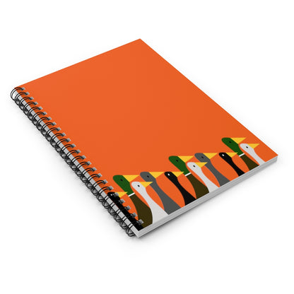 Marching Ducks - Pumpkin f16220 - Spiral Notebook - Ruled Line