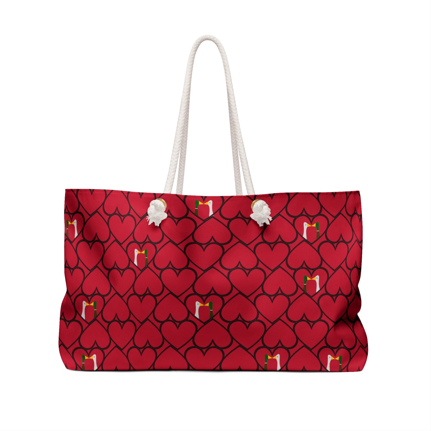 Ducks in hearts - Fire Engine Red c8092e - Weekender Bag