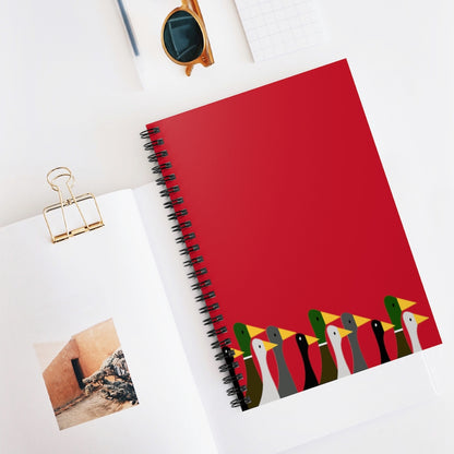 Marching Ducks - red - Spiral Notebook - Ruled Line