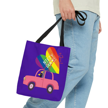 Ducks delivering a lot of love - Pride - Purple Heart 5412AB - Tote Bag