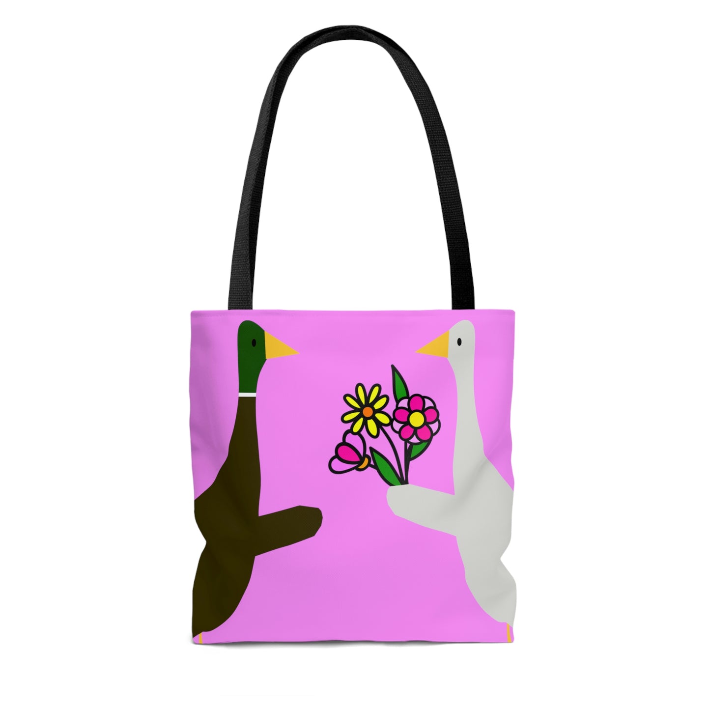 Ducks sharing flowers - Fuschia Pink ff8eff  - Tote Bag