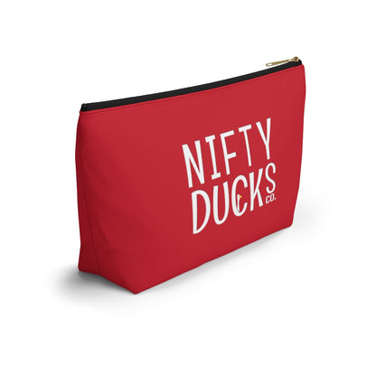 Nifty Ducks Co. Logo2 - red - Accessory Pouch w T-bottom