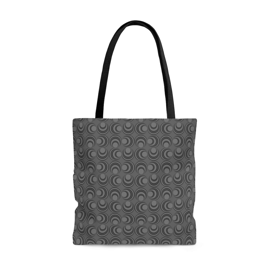 Gray and Black Circle Geometric Pattern - Tote Bag