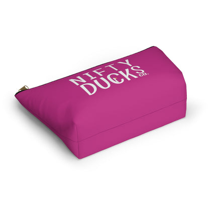 Nifty Ducks Co. Logo2 - Medium Red Violet c42a86 - Accessory Pouch w T-bottom