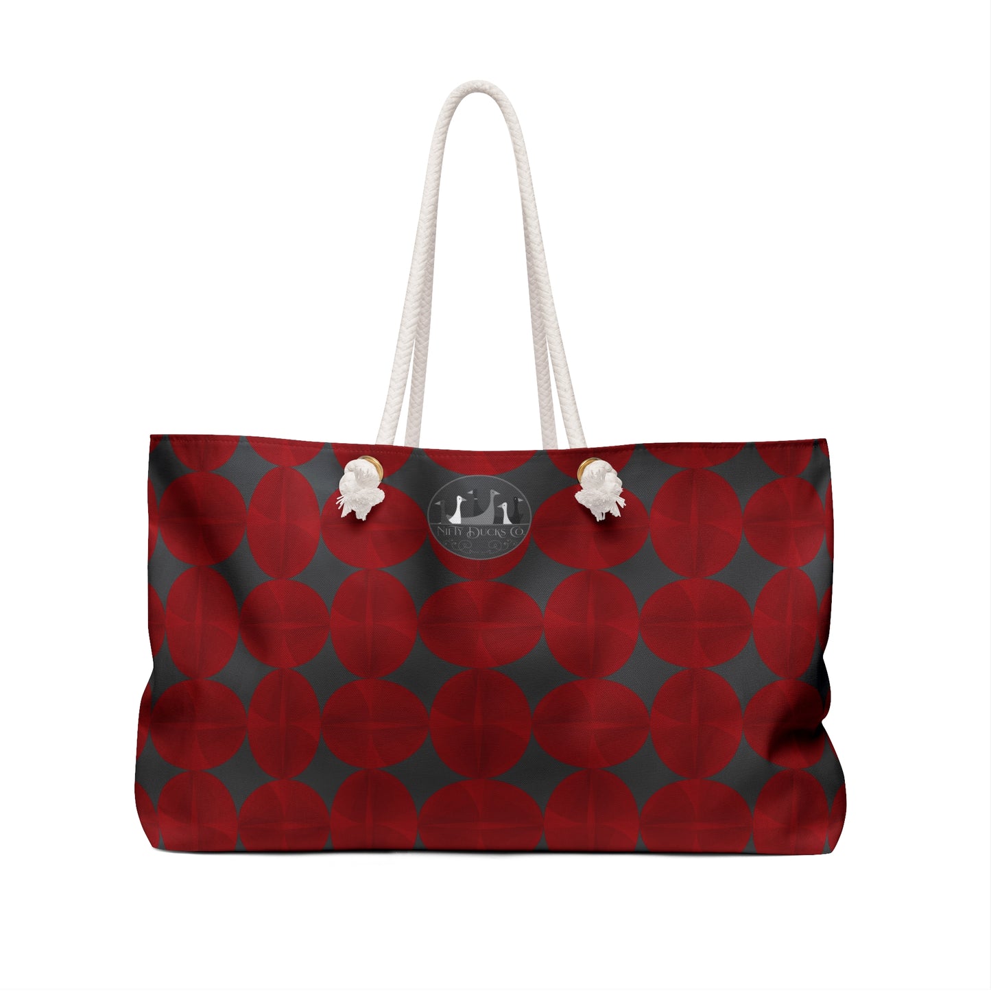 Red Gray Geometric Pattern - Weekender Bag