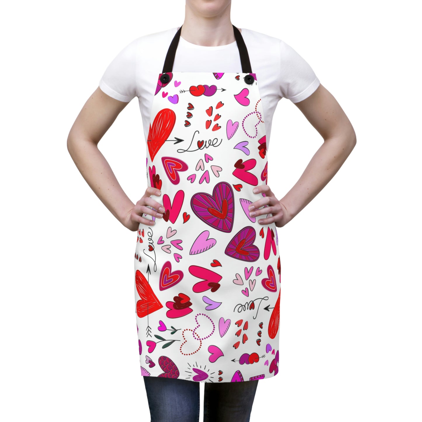 Heart Doodles - White ffffff - Apron