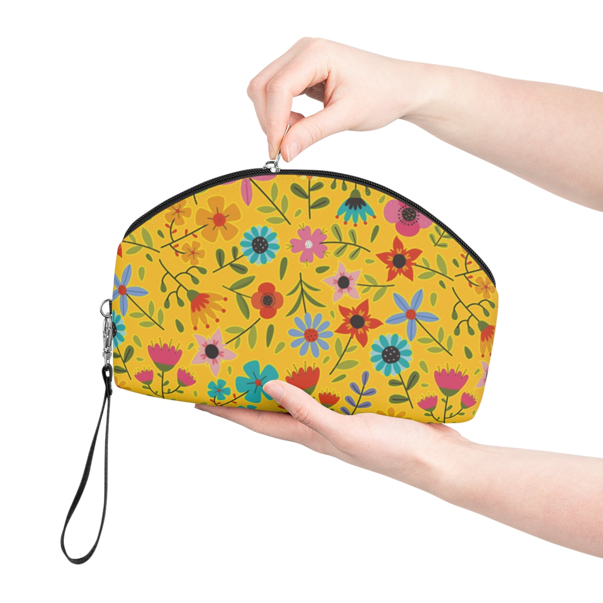 Playful Spring flowers - white - Makeup Bag – Nifty Ducks Co.